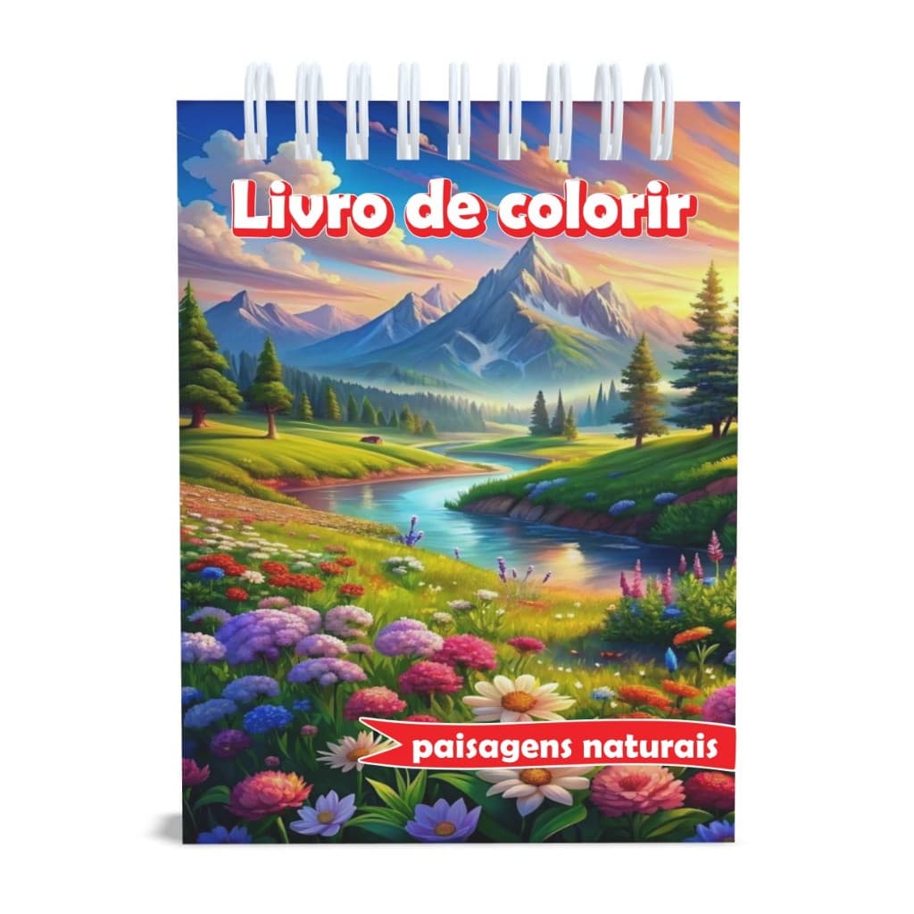 Livro de Colorir  Paisagens naturais  - Capa Dura ou folhas soltas tamanho A5 gramatura 120g 50 desenhos - Adulto