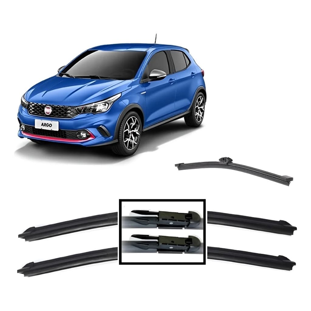Kit 3 Palhetas Limpador De Parabrisa Dianteiro + Traseiro Fiat Argo 2018 A 2025