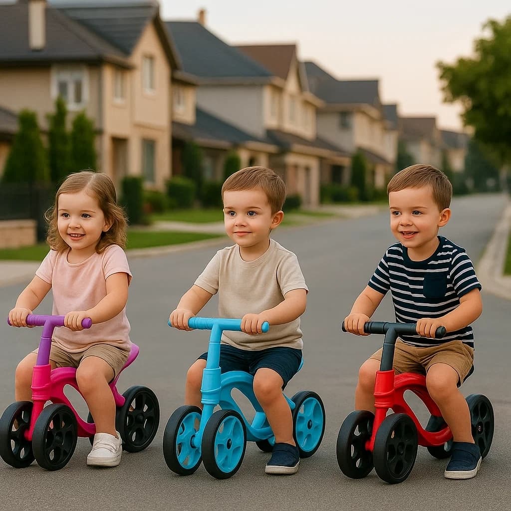 Bicicleta Equilíbrio Infantil Sem Pedal 4 Rodas Futurista Balance Bike Primeiros Passos Aprendizagem