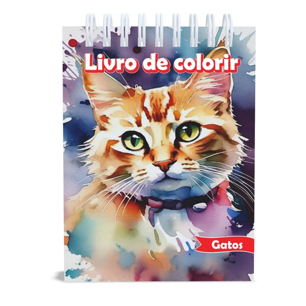 Livro de Colorir  Gatos  - Capa Dura ou folhas soltas tamanho A5 gramatura 120g 50 desenhos - Adulto e infantil