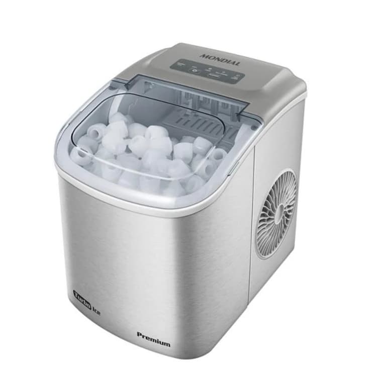 Máquina de Gelo Mondial 12kg Turbo Ice Premium MG-12-GI Cinza 220V