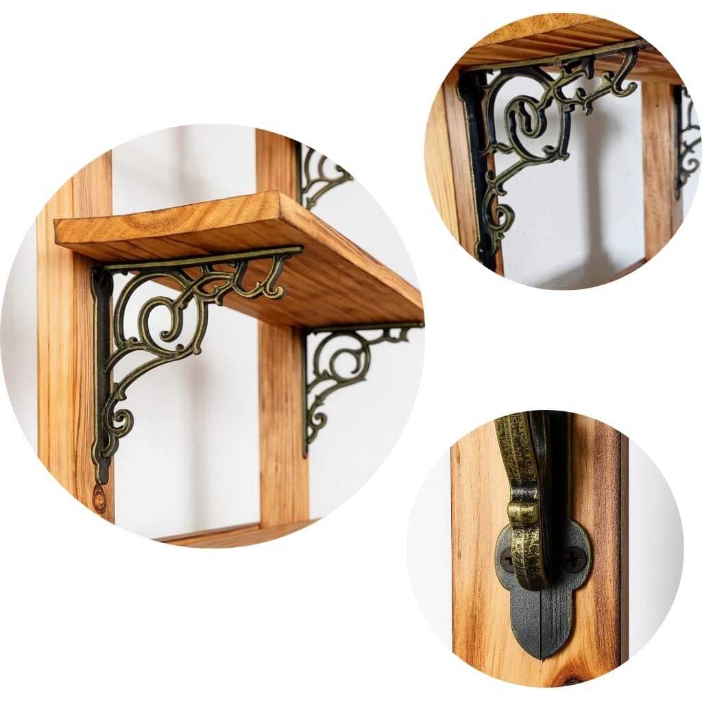 KIT 4 SUPORTE MÃO FRANCESA EM POLÍMERO ESTILO RUSTICO COM KIT DE INSTALAÇÃO INCLUSO, COR OURO VELHO