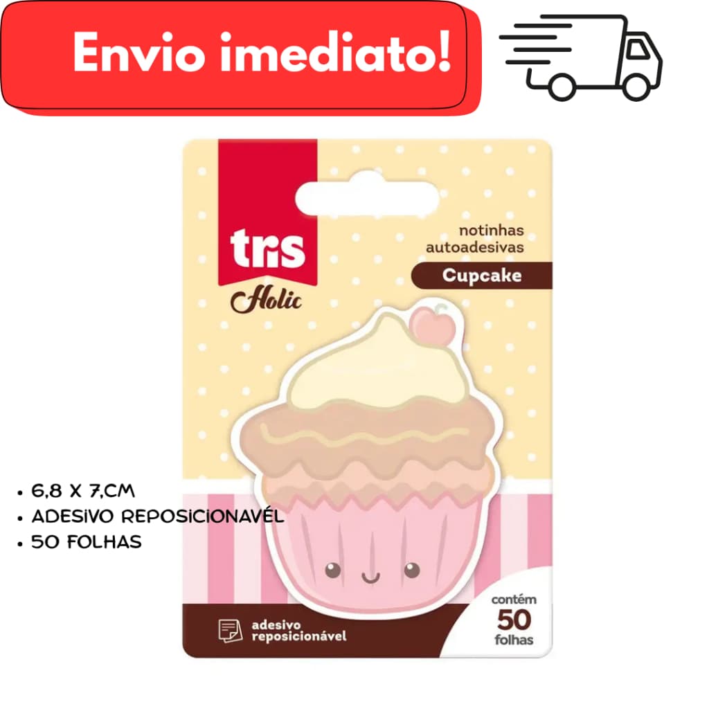 Notas Autoadesivas Cupcake Holic Docinhos – Cartela c/1 bloco x 50 folhas – Tris