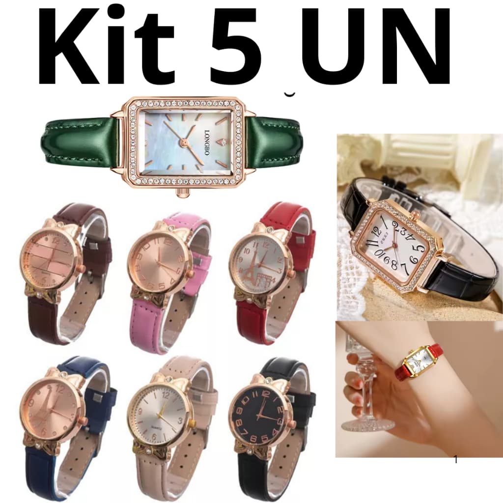 Kit 5 UN Relogio Femininos Variados Modelo Novo Preço de Atacado Baratooo
