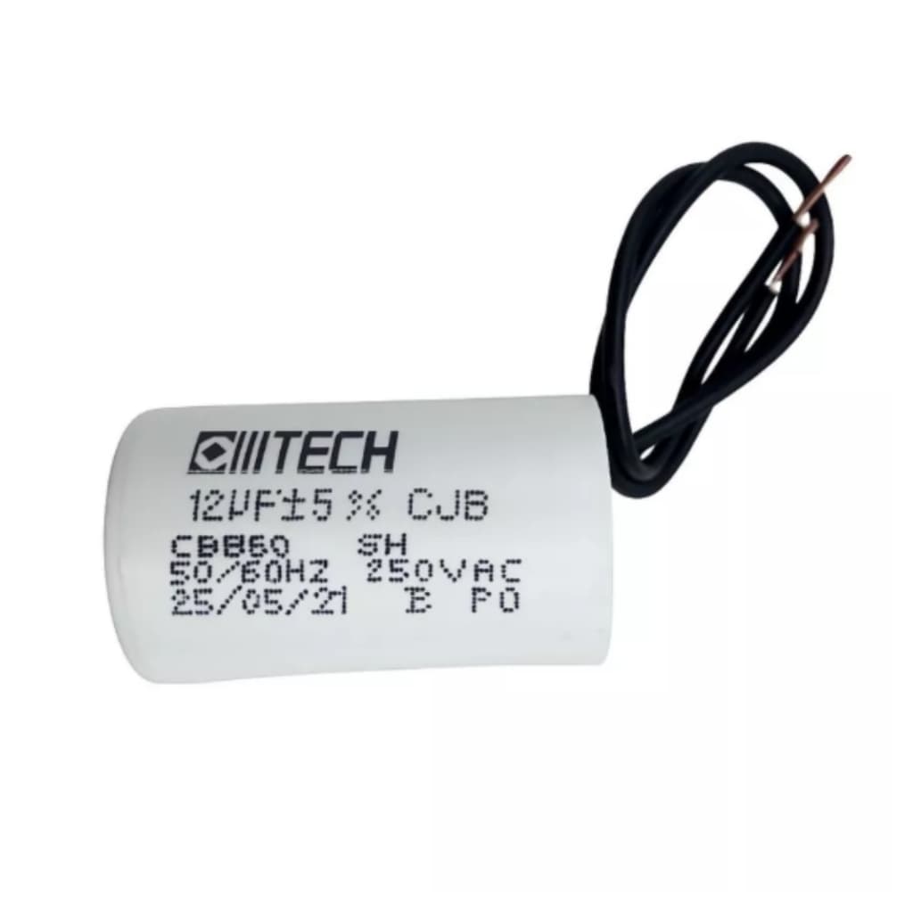 Capacitor Motor Permanente 12UF 250V para Portão Elétrico Ventilador
