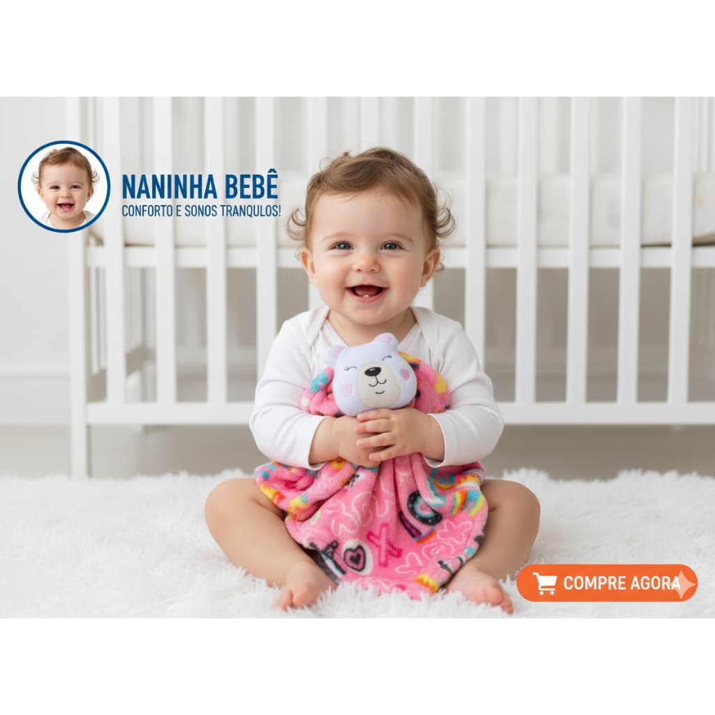 Naninha Soft Bebê  | Bichinho de Apego Macio Antialérgico | Cobertor Conforto Recém Nascido