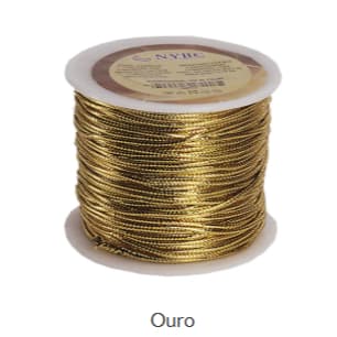 Cordão Metalizado Cordone 1mm Ouro e Prata 100 metros - NYBC