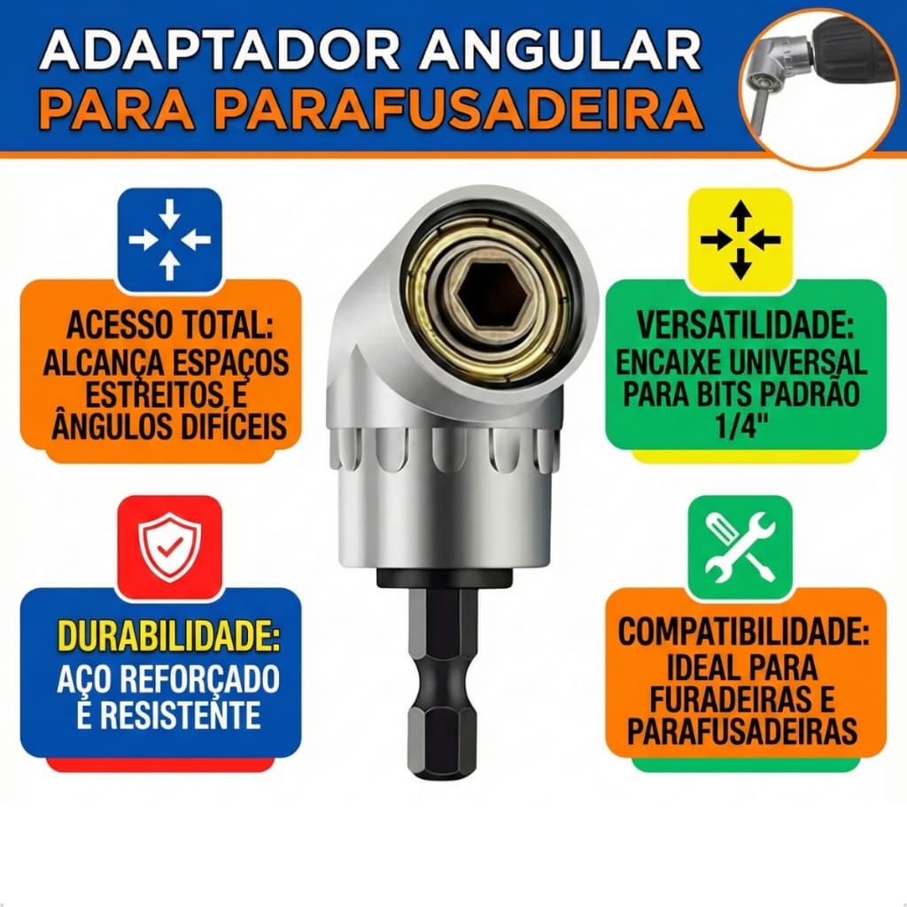 Adaptador Angular P/ Todas Parafusadeiras E Furadadeiras