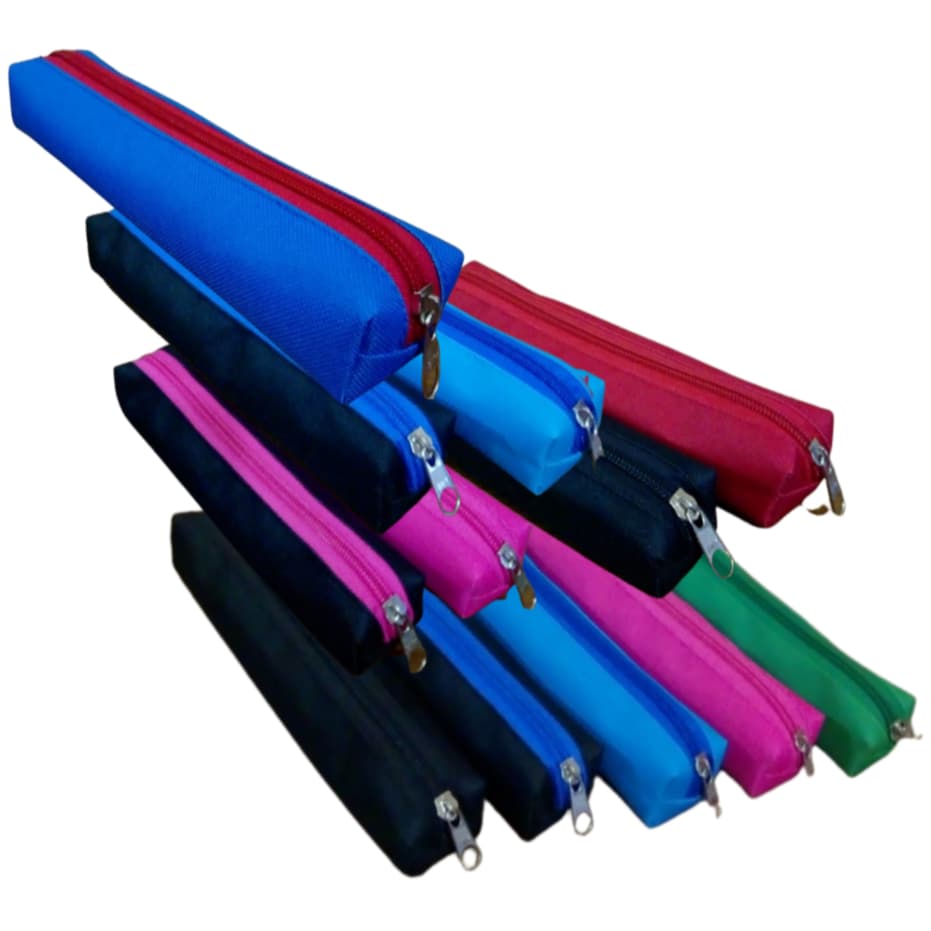 Kit Estojo Escolar 12 Peças Estojo Porta Lapis Fininho Básico Cores Mistas