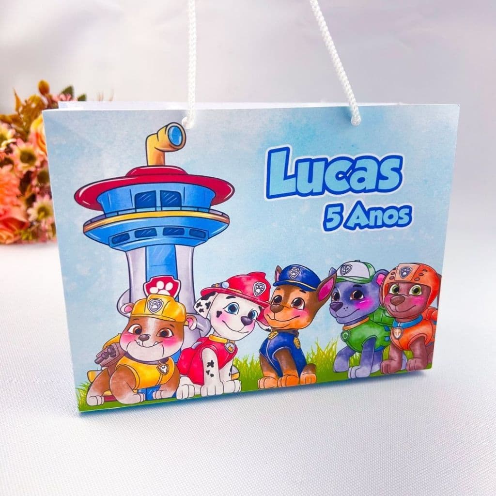 Sacolinha Patrulha Canina Personalizada |Pegue e Monte  Lembrancinha Festa Infantil | Nome e Idade