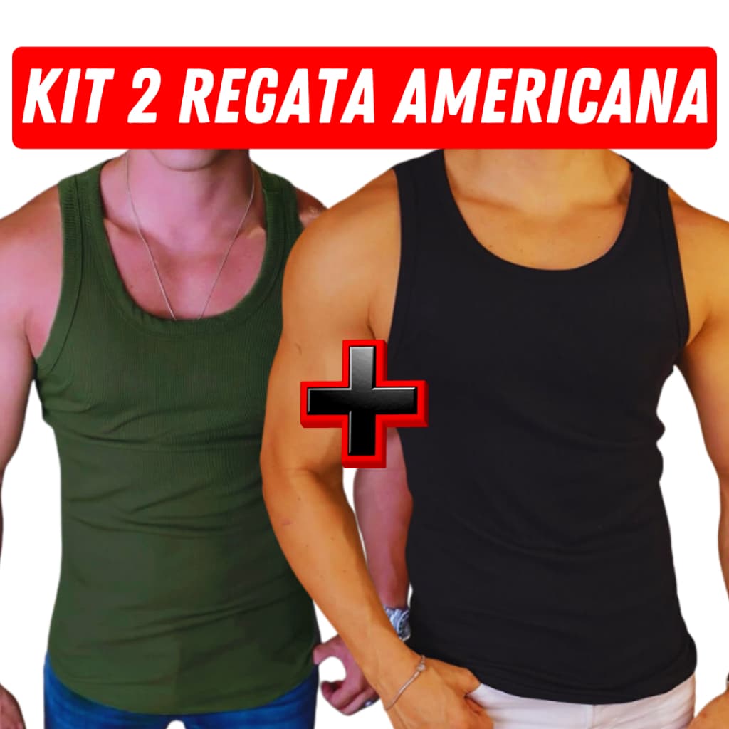 2 Regatas canelada ribana masculina americana básica