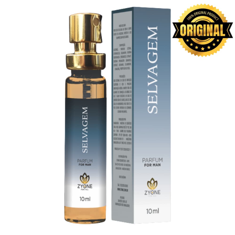 Selvagem Zyone Cosméticos Masculino Parfum 10ml Alta Fixação Essência Premium