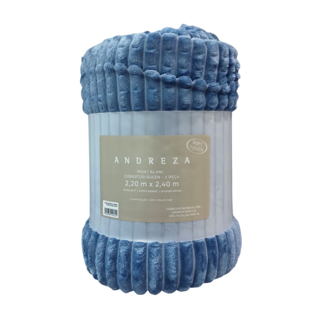 MANTA COBERTOR MONT BLANC QUEEN SIZE ULTRASOFT CANELADO 2,20m X 2,40m