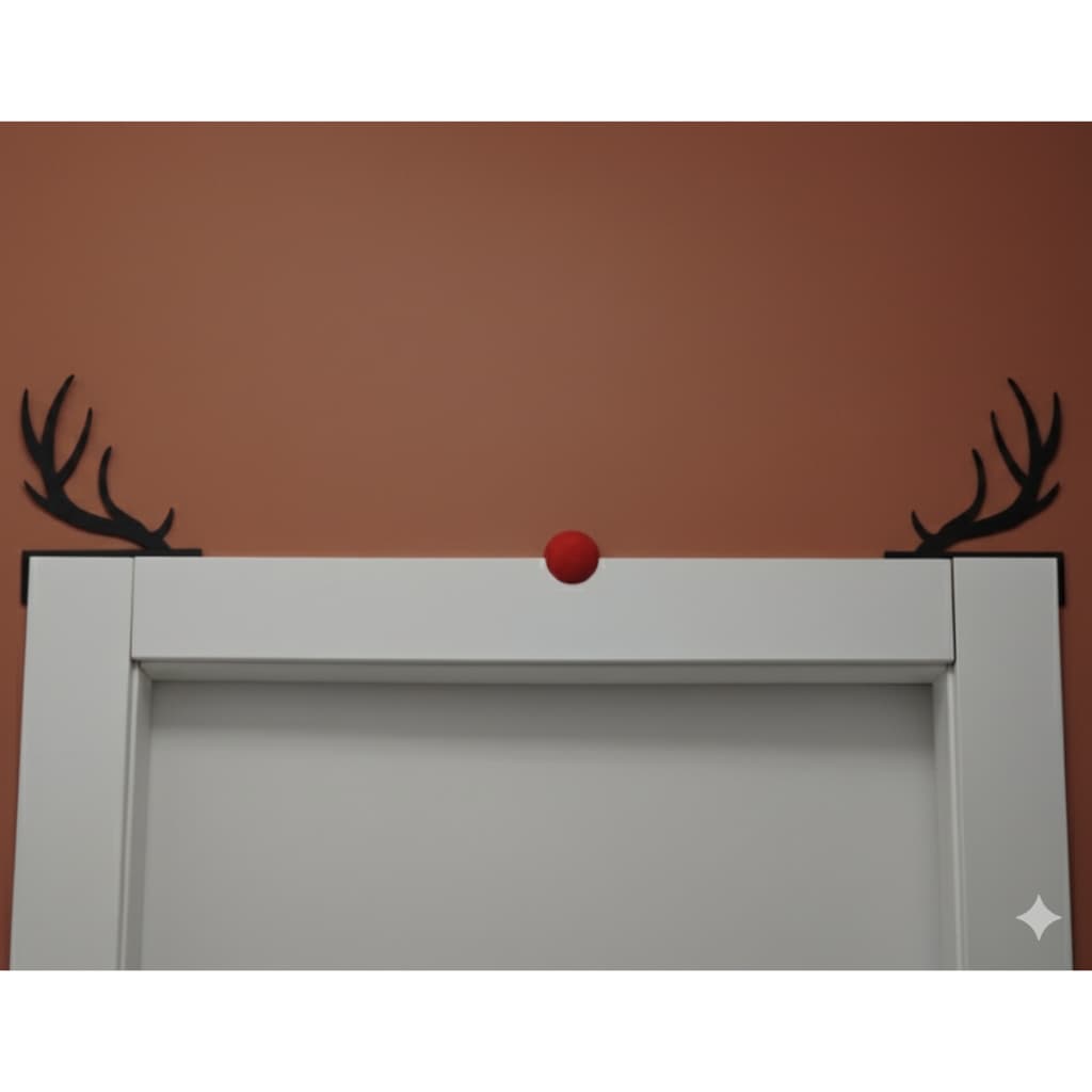 Decoração Natalina Chifres e Nariz do Rudolph para Porta