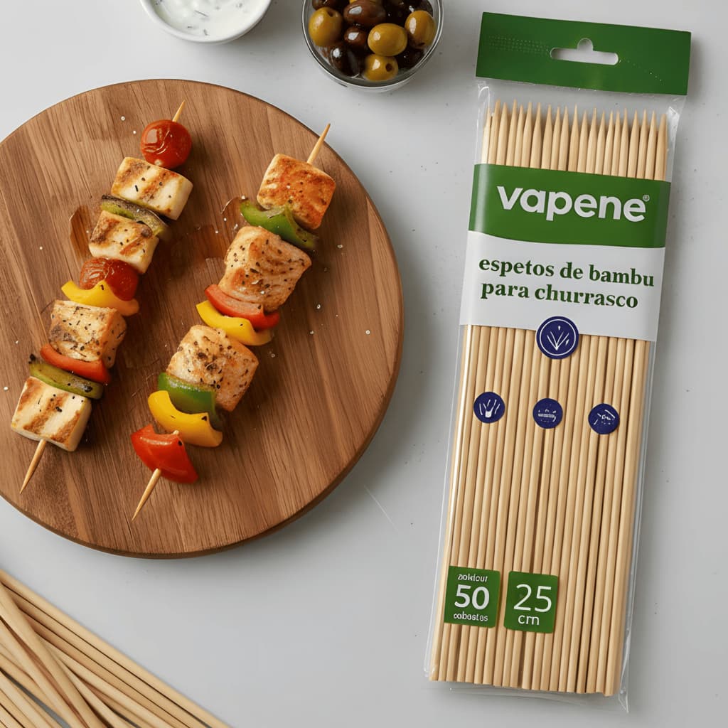 Palitos Espeto Bambu 25cm Churrasco Kit 50/100/200/300 Buffet Eventos Restaurante