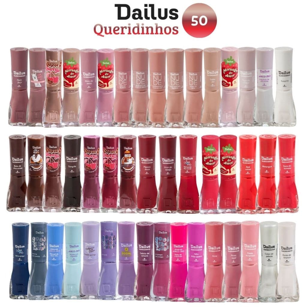 Dailus: Kit com 50 Esmaltes da Nova Coleção Sem Repetição Atacado - Envio Imediato