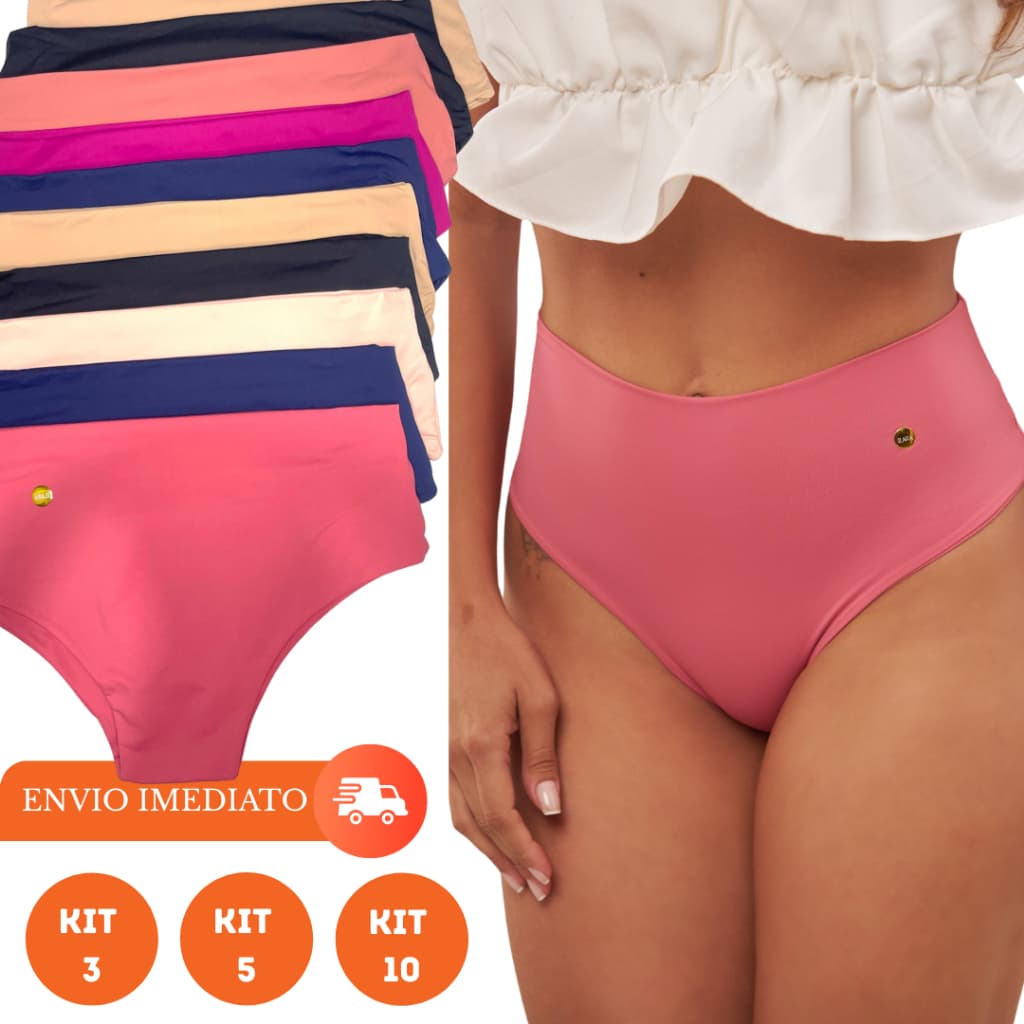 CALCINHA CONFORTÁVEL CINTURA MÉDIA HOT PANT EM POLIAMIDA FEMININA TANGA CICLO