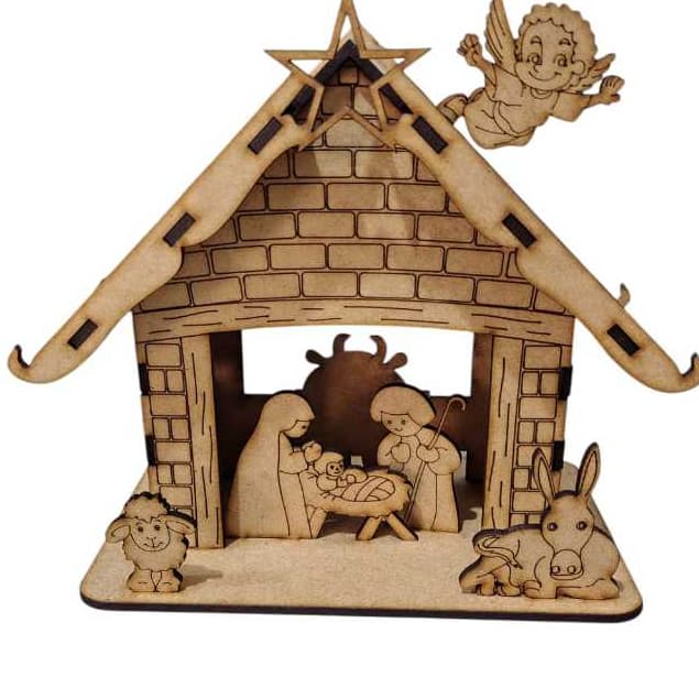 Presépio de Natal em MDF Cru decoração natal