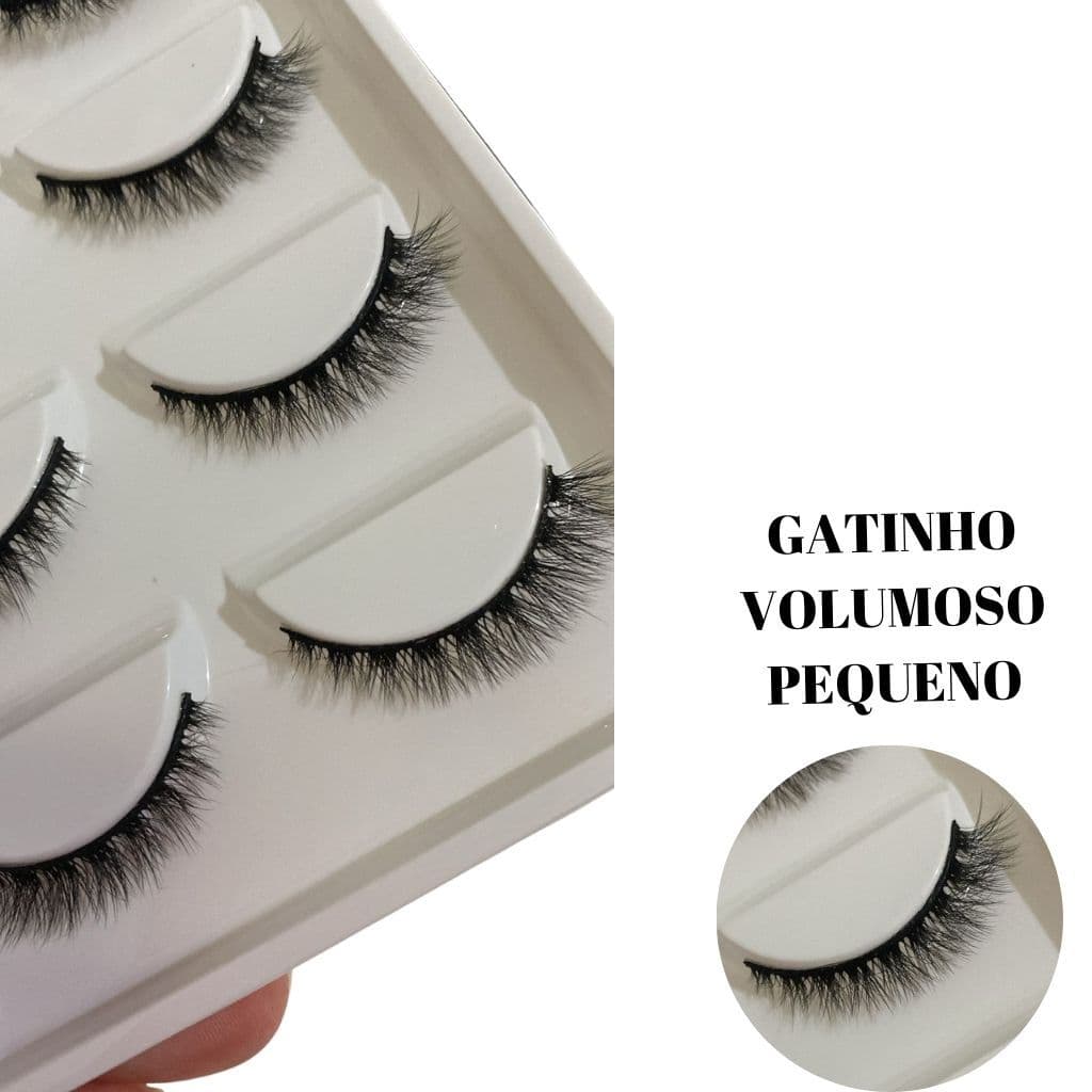 5 Pares de Cílios Postiços 3D TOP-E08 MINI (PERSONALIZADO) Efeito gatinho