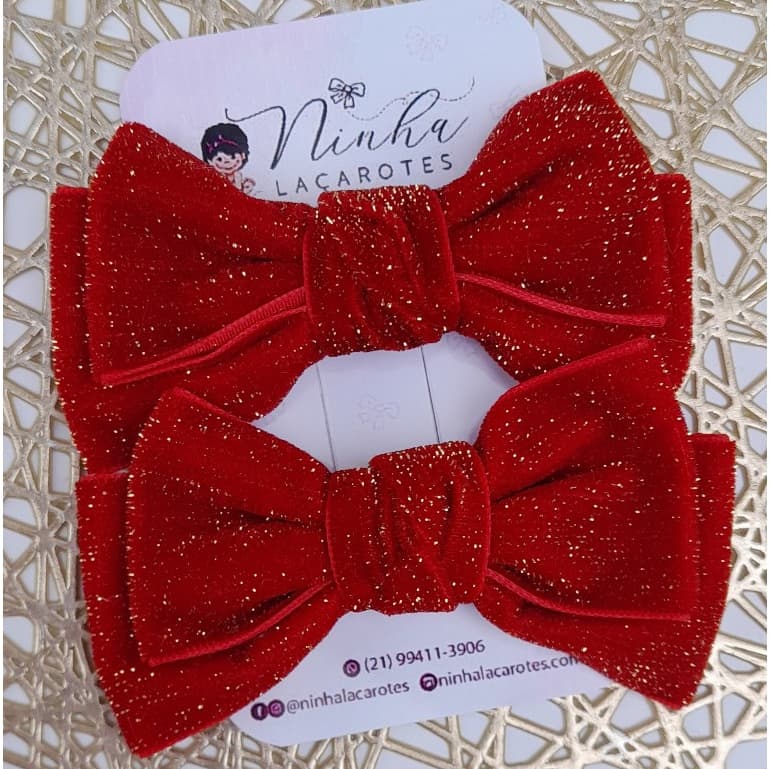 Parzinho Laço infantil festas laço vermelho acessorio de cabelo laço natal laço vermelho