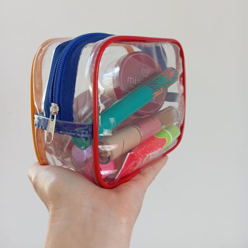 Mini nécessaire organizadora colorida em plástico para viagem de maquiagem, maternidade, enfermagem