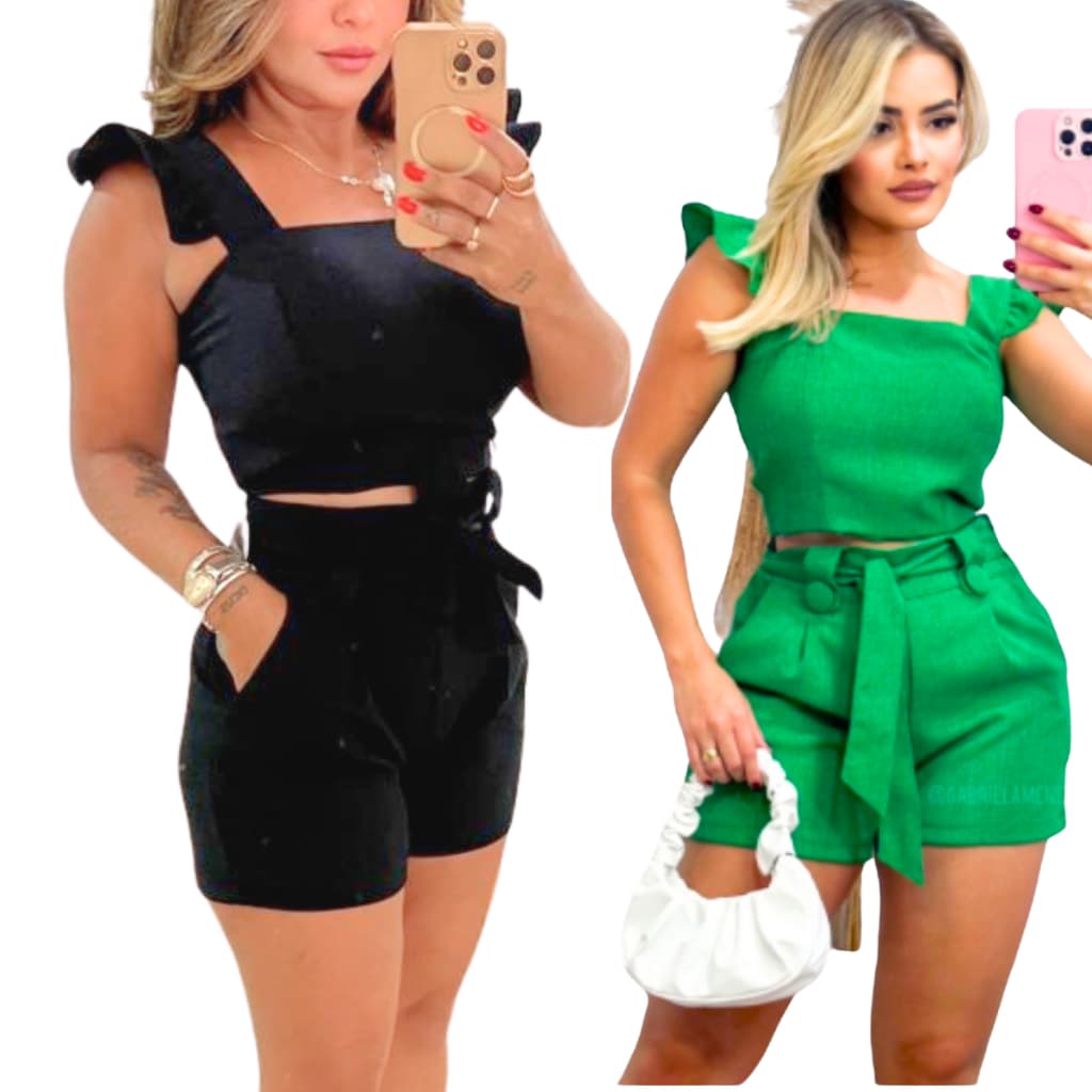 Conjunto feminino short e blusa luxo