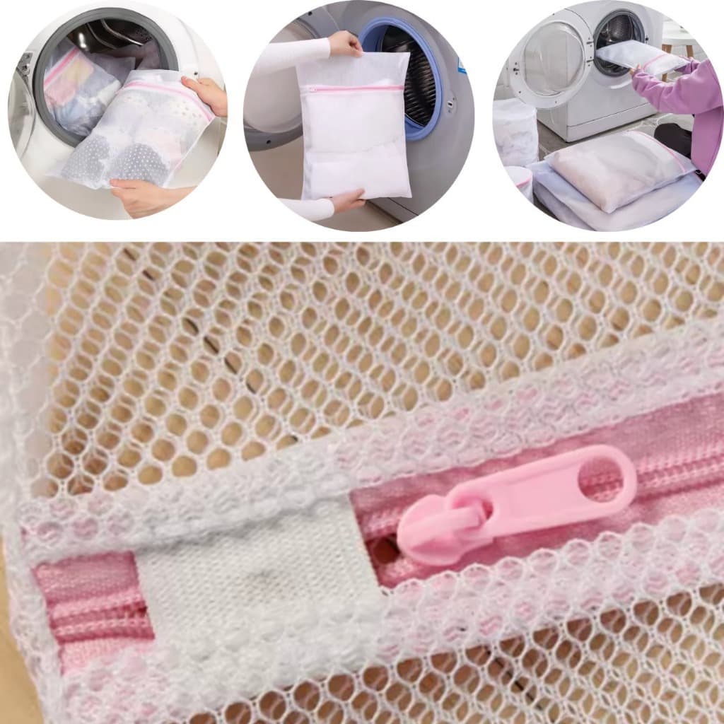 Kit 5/10 Sacos de Lavagem para Roupas Íntimas e Delicadas Bolsa Protetora com Zíper