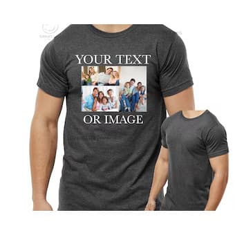 Camiseta de algodão estampada personalizada: design personalizado, qualquer ocasião