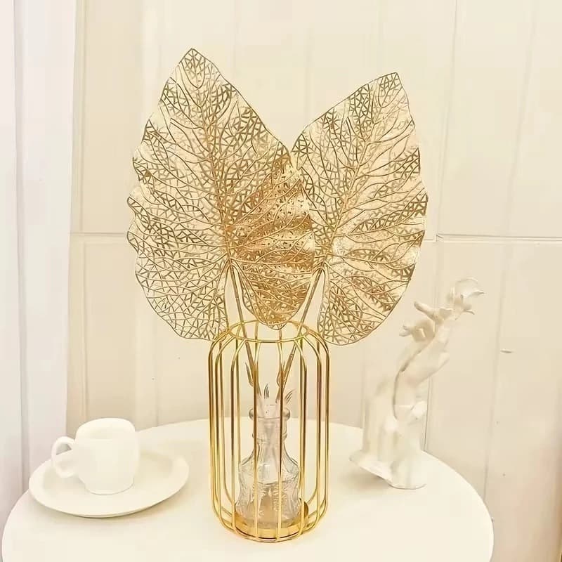 Flor Artificial Dourada De Folha De Bordo Para Decoração De Natal Casa Festa Casamento - JZ802825