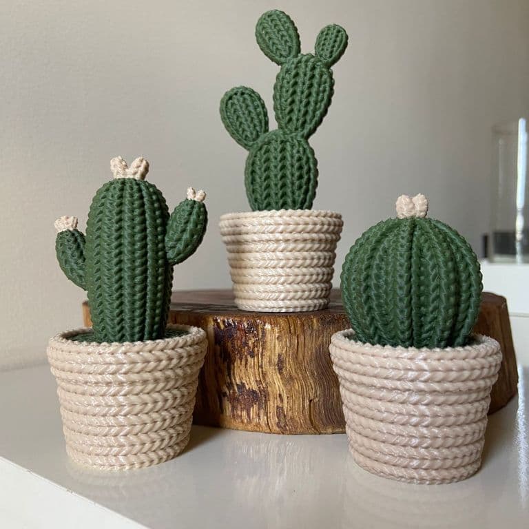 Cactos Tricô Amigurumi Decorativos Decoração Minimalista Vaso Rosqueável Porta-Objetos