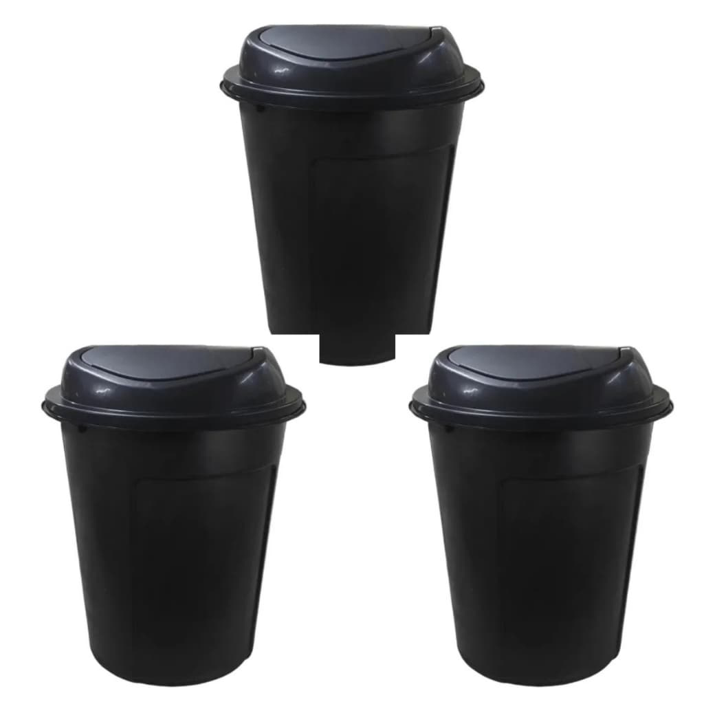 Lixeira 60 Litros Preto Tampa Basculante Vai e Vem Multiuso Roupas Lixos Cozinha Casa Banheiro