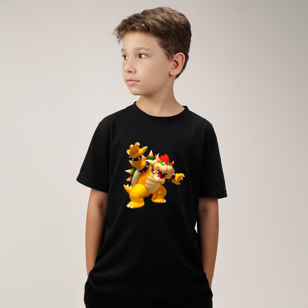 Camiseta Infantil Super Mario Bros Preta Chefão