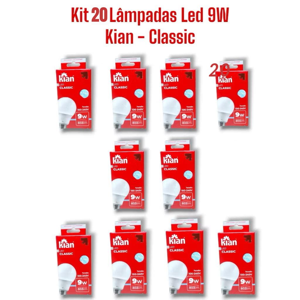 Kit 20,10,05 Lâmpadas LED 9W Bivolt 6500K Luz Branca Fria 110V/220V