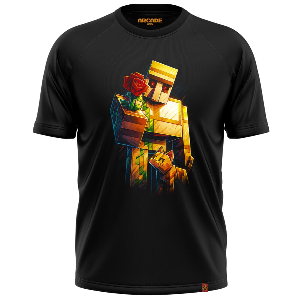 Camiseta Gamer Aventura Blocos Mine Golem Craft Construir Construção blocos