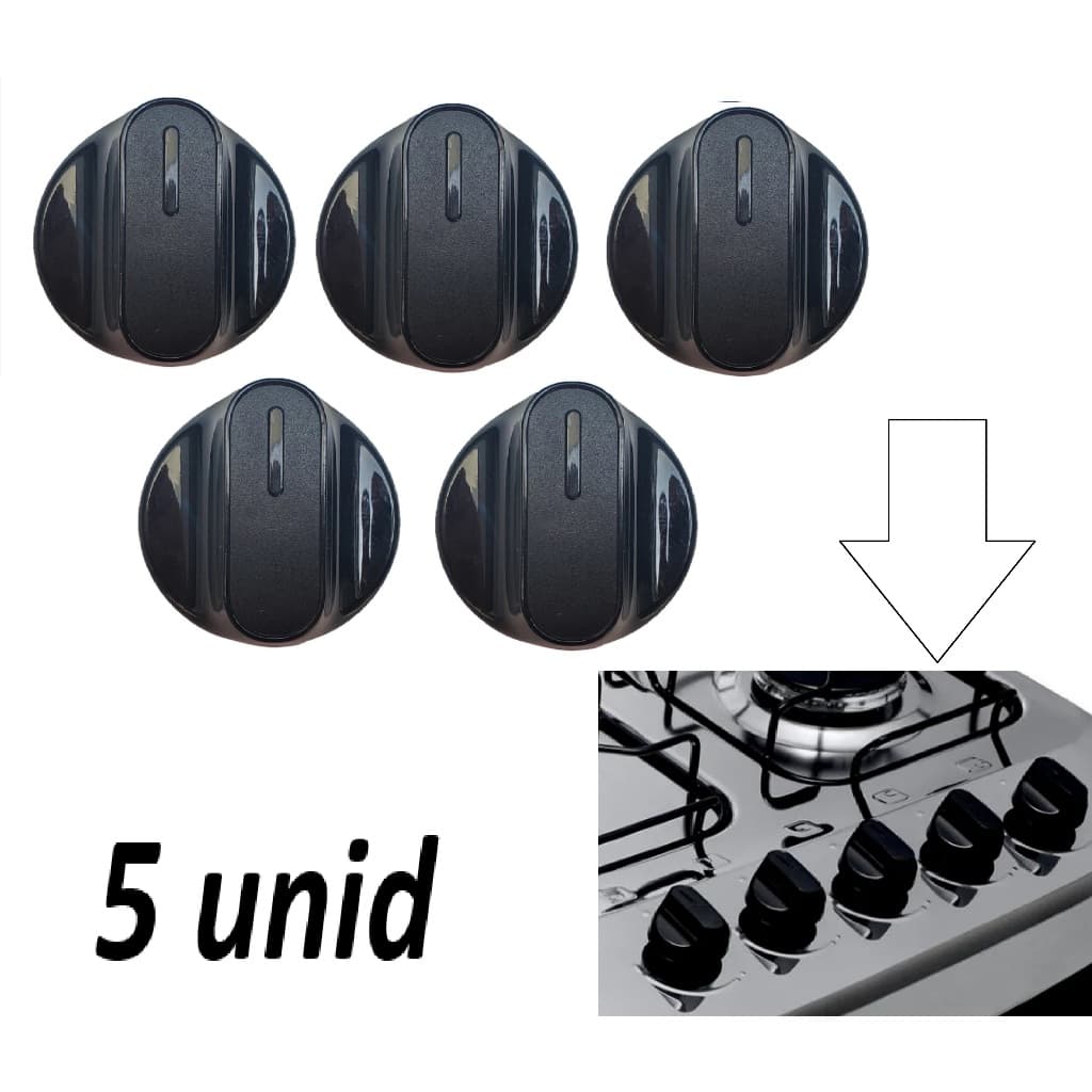 Kit 5 Botão Manipulo Para Fogão Consul Boca Cfo4 Cfs5 Cfs6