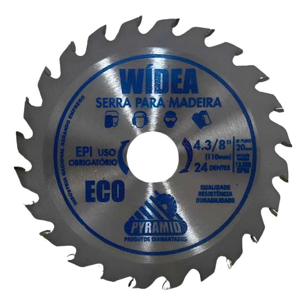 Disco Serra Widea 4.1/2 110mm Pyramid 24 Dentes Para Madeira Corte Rápido Forte e Durável