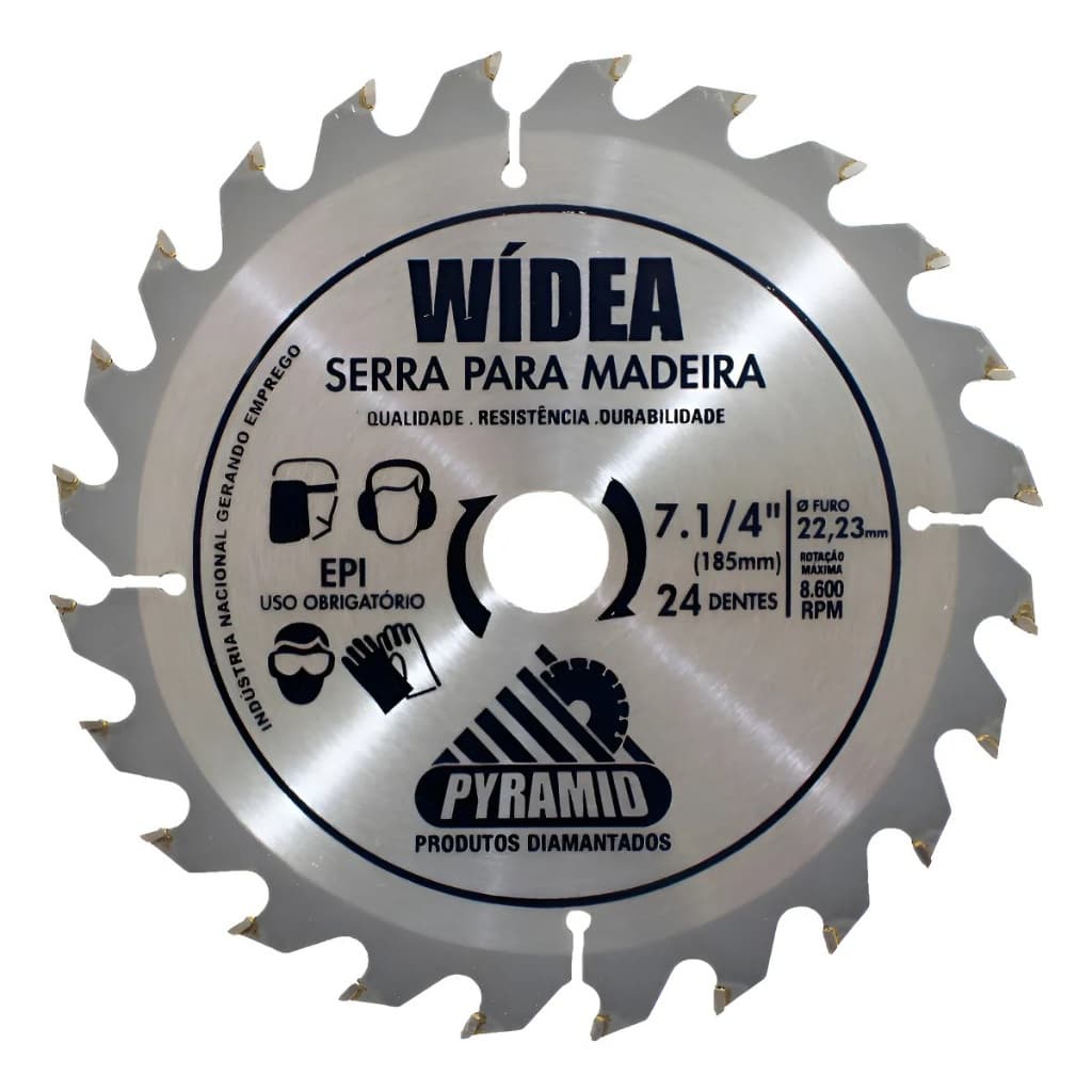 Disco Serra Widea 7.1/4 180mm Pyramid 24 Dentes Para Madeira Corte Rápido e Durável