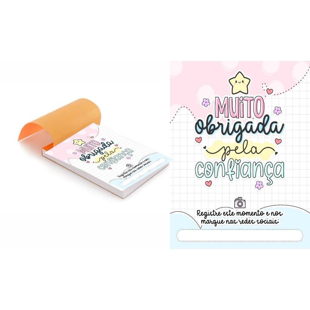 Kit 5 Blocos (500 Folhas) para Agradecimento / Obrigado pela Confiança