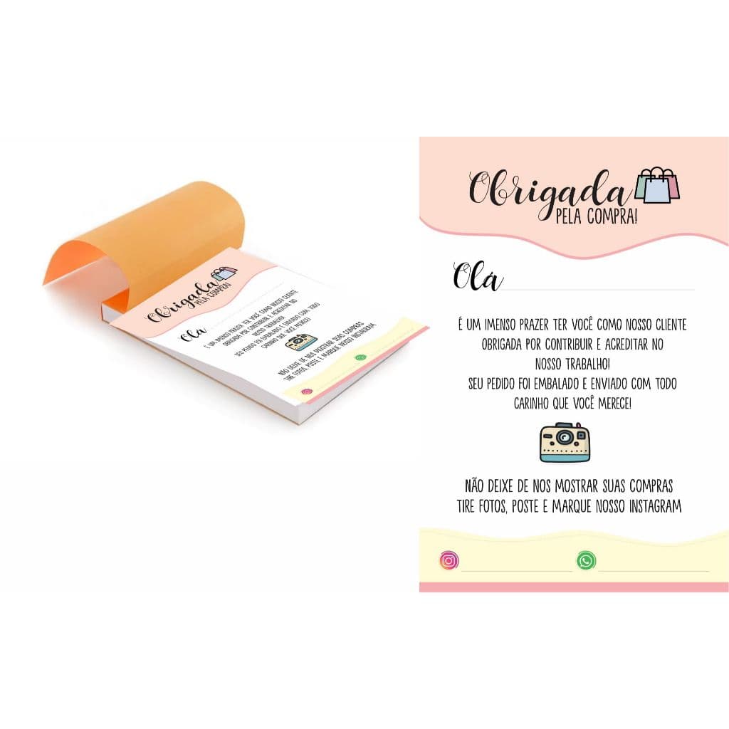 Kit 5 Blocos (500 Folhas) para Agradecimento / Obrigado pela Compra 3