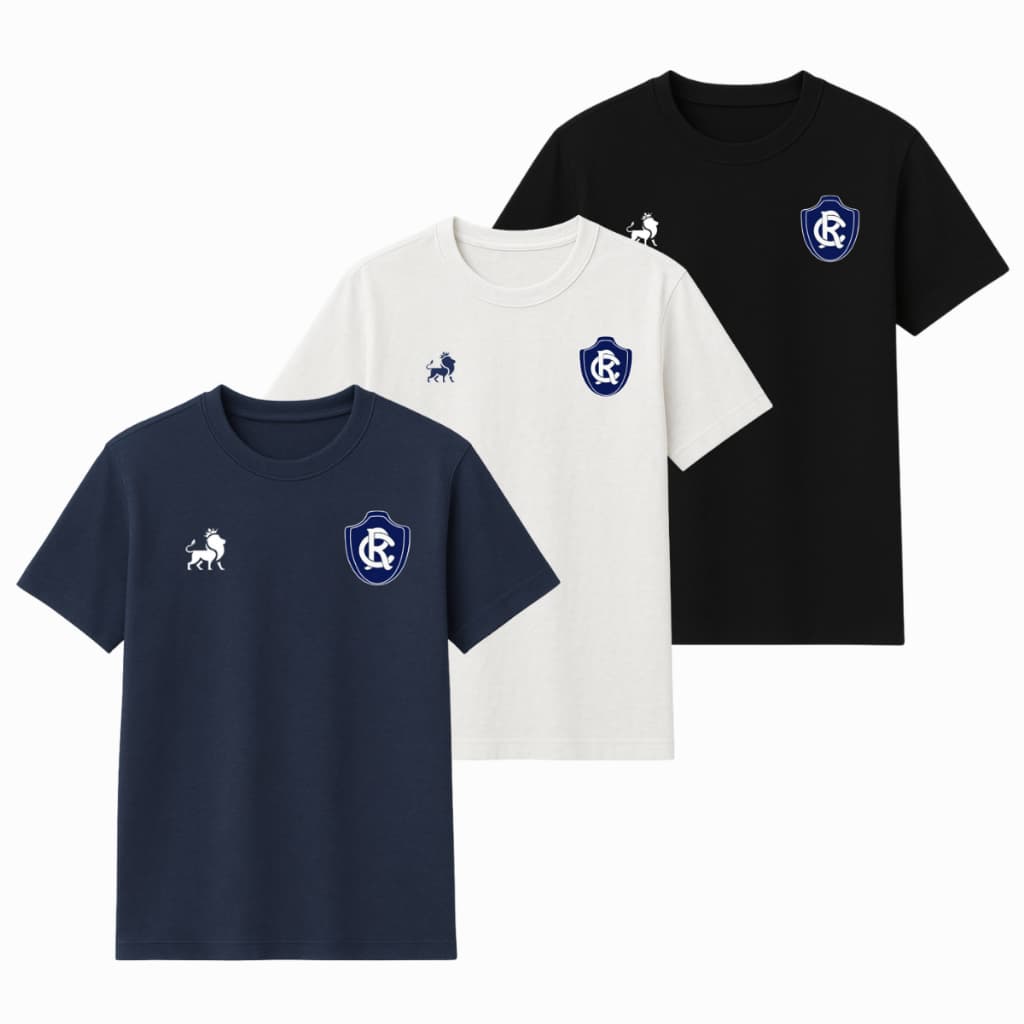 Kit 3 Camiseta Remo Leão Azulino Maior do Norte Remoçada Algodão Adulto Unissex
