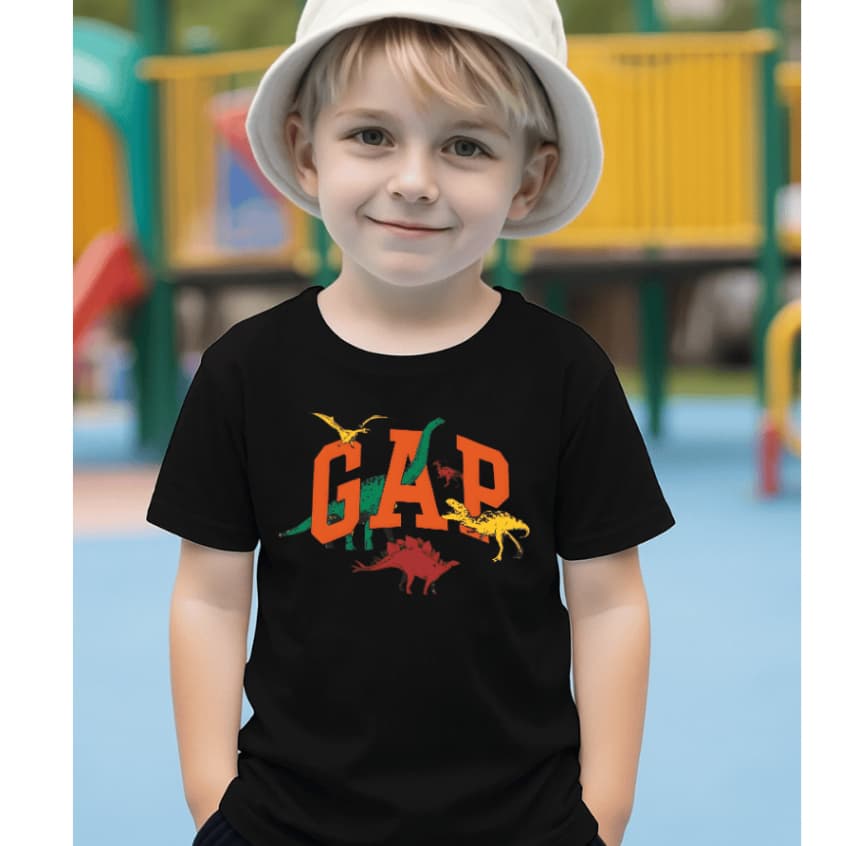 Camiseta Estilosa - Estilo Americana - Dinossauro Infantil Juvenil Unissex -  Blusa em Algodão -  Moda Infantil em Alta