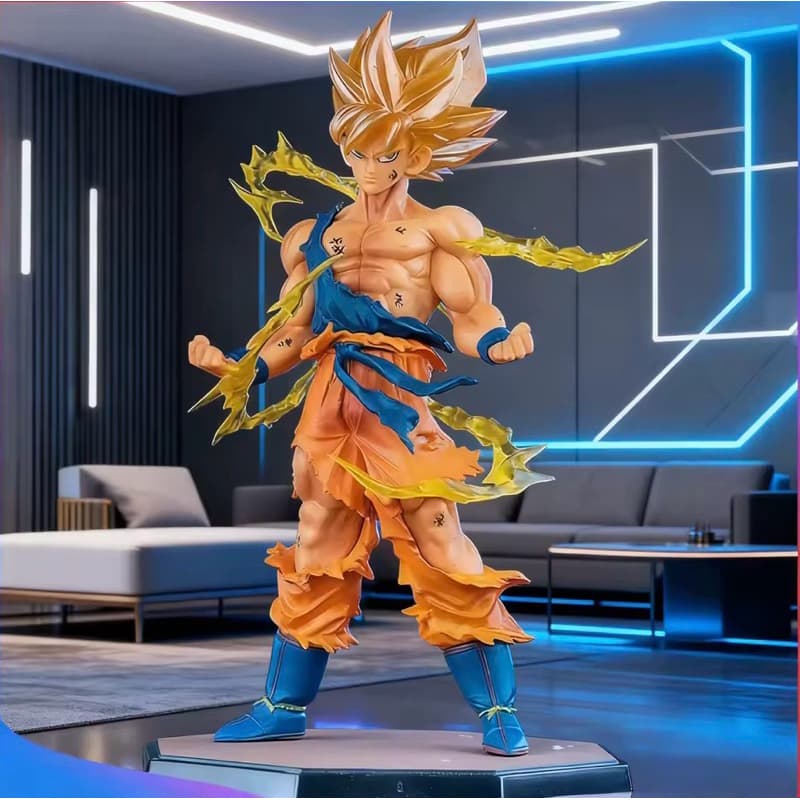 Action Figure Goku Super Sayajin 2 Com 18Cm E Base Com Raios Dragon Ball Z