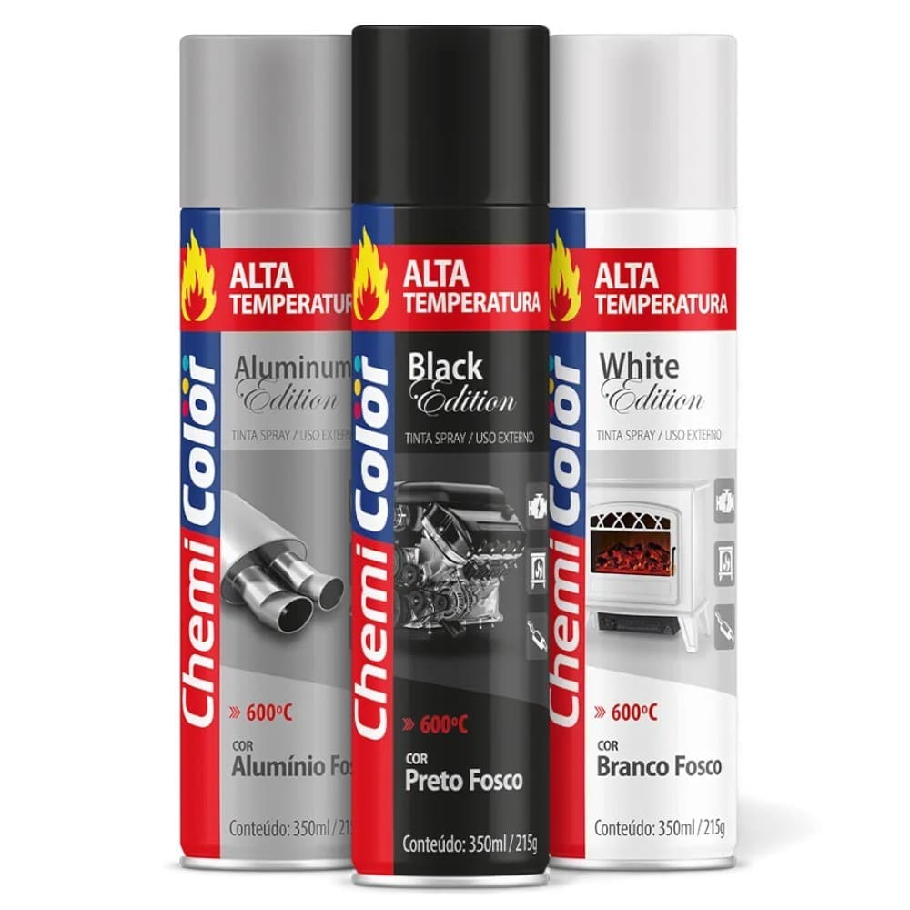 Tinta Spray 350ml Alta Temperatura Interno e Externo Secagem Rápida - Chemicolor