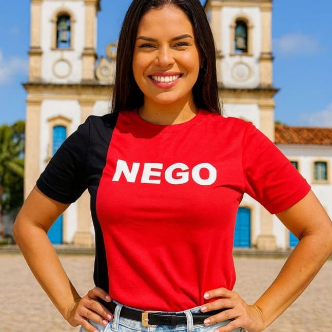 Camiseta feminina babylook T-shirt blusa algodão bandeira da Paraíba nordeste
