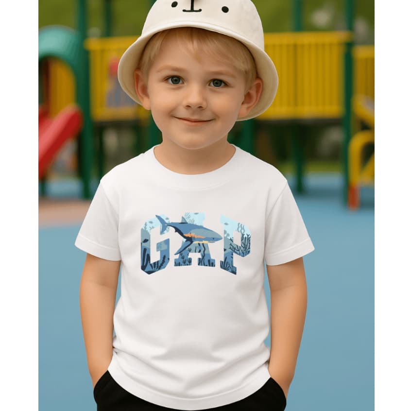 Camiseta Tubarão - Infantil Juvenil Unissex -  Blusa em Algodão de Alta Qualidade -  Moda infantil para meninos