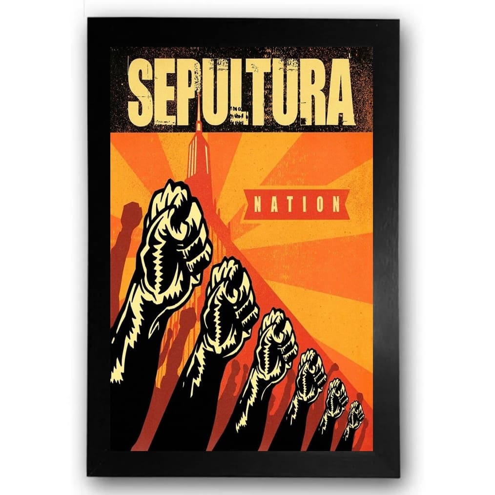 Quadro Sepultura Nation Rock Metal Moldurado 21x30cm