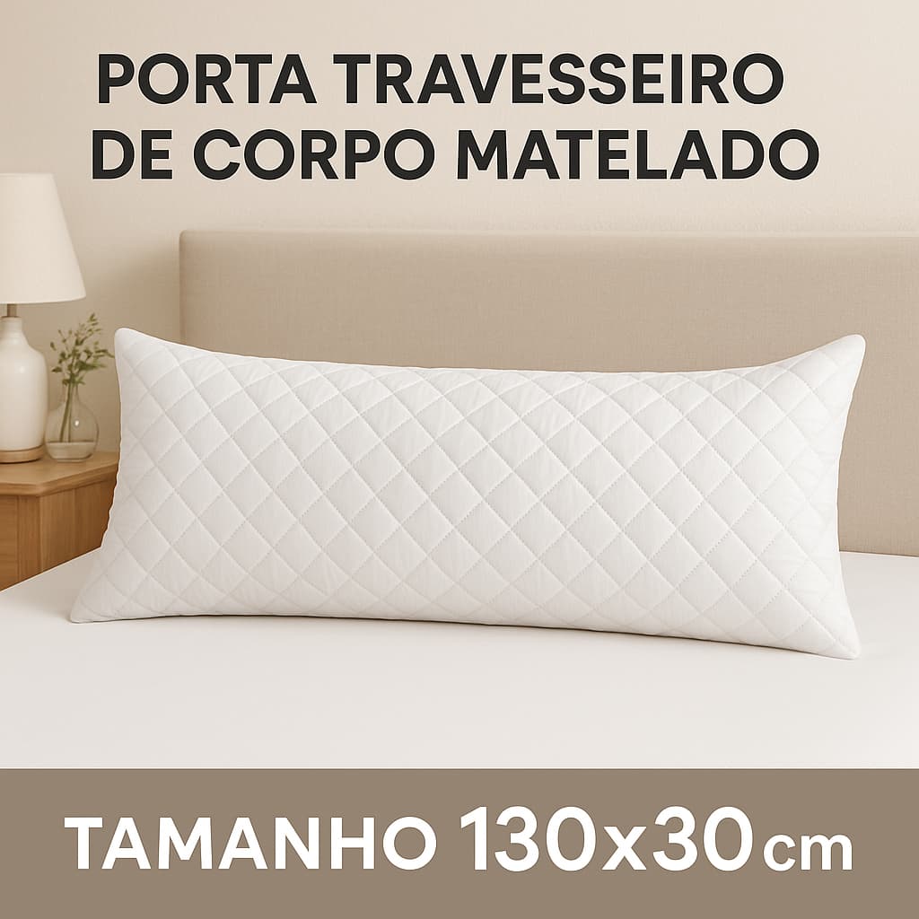 Porta Travesseiro de Corpo Matelado 130x30 • Capa Premium • Toque Macio • Acabamento Elegante Fronha