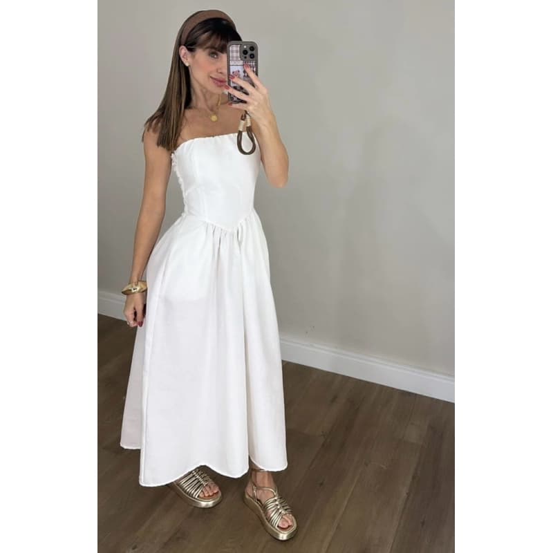 Vestido Midi Branco Ano Novo Réveillon