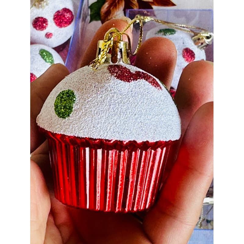 pingente bola enfeites bolo de decoração de Natal 3 unidades