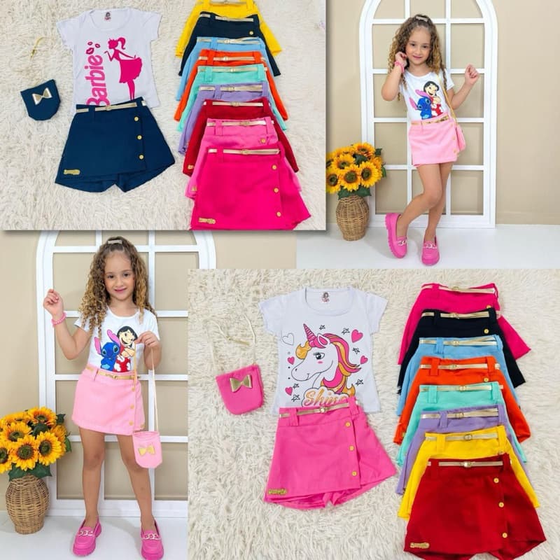 3 conjunto  infantil  por R90,00 reais conjunto infantil feminino roupa infantil feminino roupa para criança